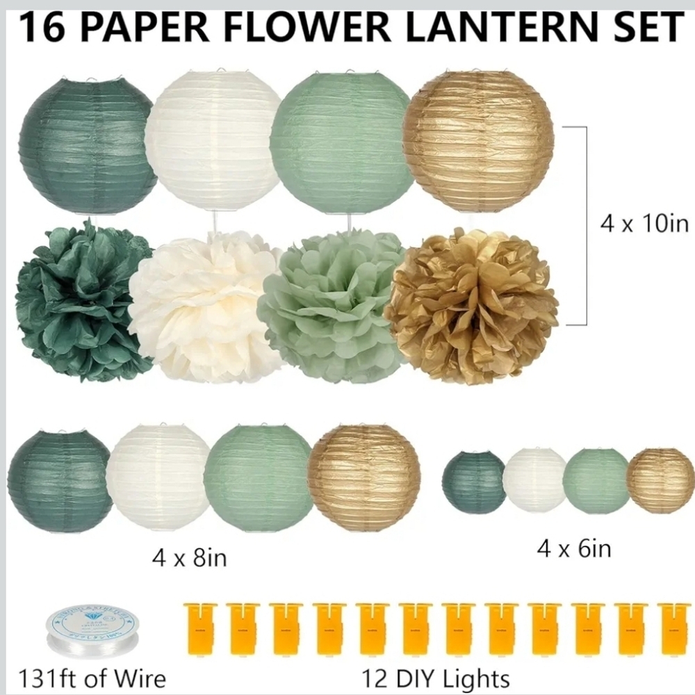 Elegant Gold and Green Lantern Decoration Collection